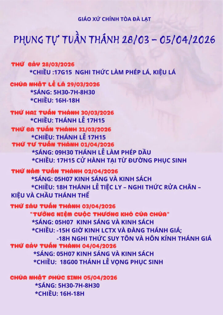 Giờ lễ nhà thờ con Gà - Nhà thờ chánh tòa Đà Lạt