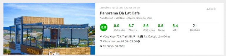 review Panorama cafe - top 10 quán cafe đẹp nhất Đà Lạt