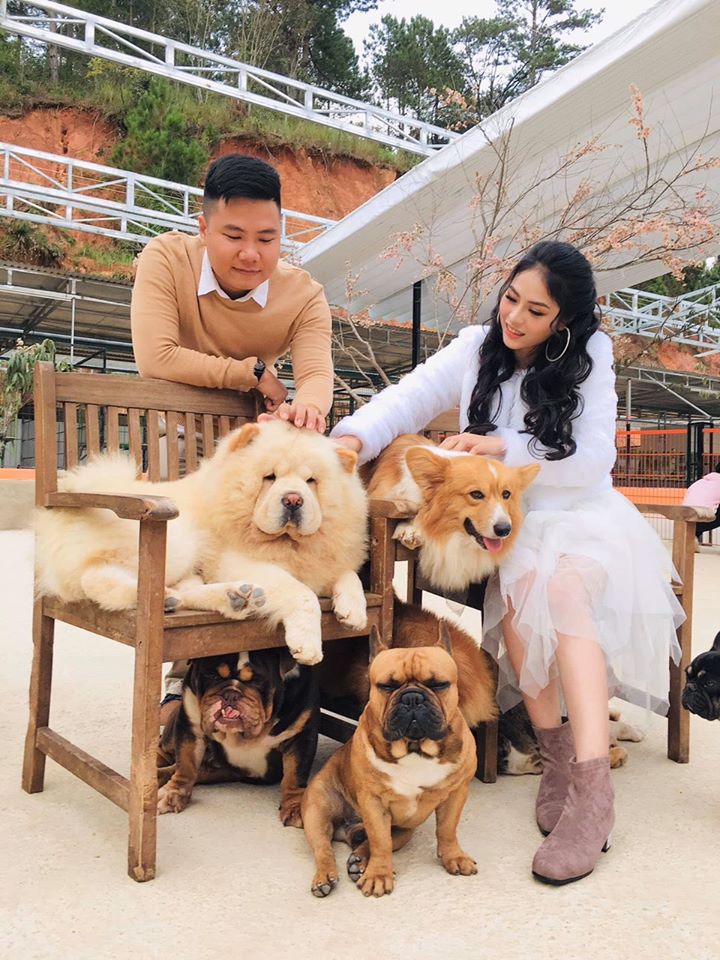 Những chú cún siêu dễ thương vô cùng phối hợp chụp hình cùng khách tại puppy farm. Tour check in địa điểm hot Đà Lạt 2023